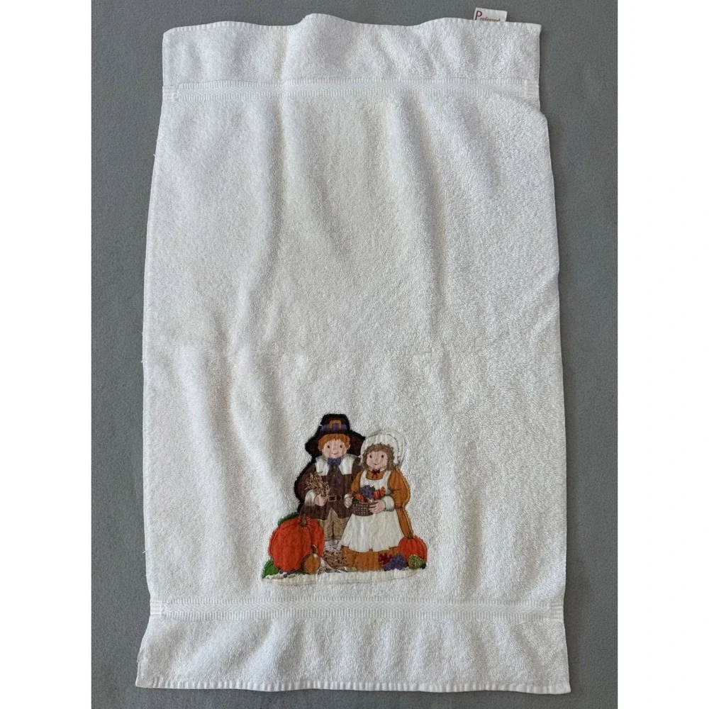 Preferred Comfort Pilgrims Kitchen Towels Thanksgiving Hand Towel Embroidered